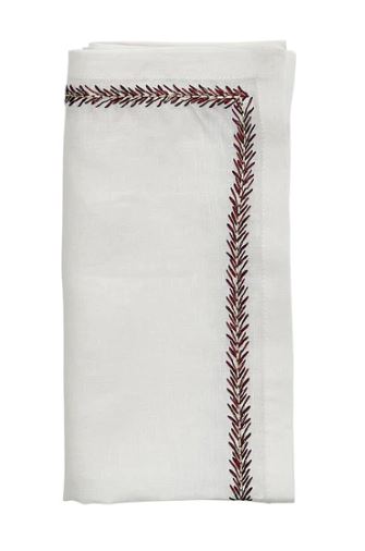 Kim Seybert Napkin Jardin White Red Set of 4