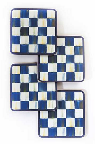 Royal Check Cork Back Coasters S/4