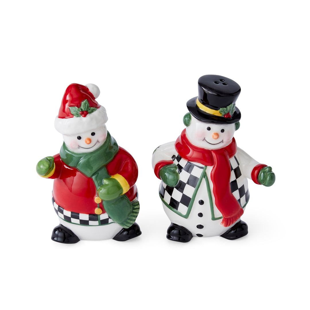 Christmas Tree Black and White Snowman Salt and Paper