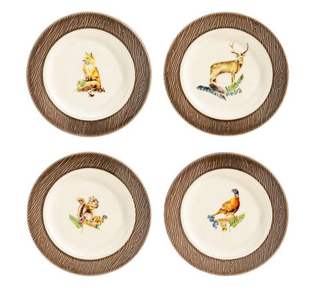 Forest Walk Animal Cocktail Plates, Assorted Set/4