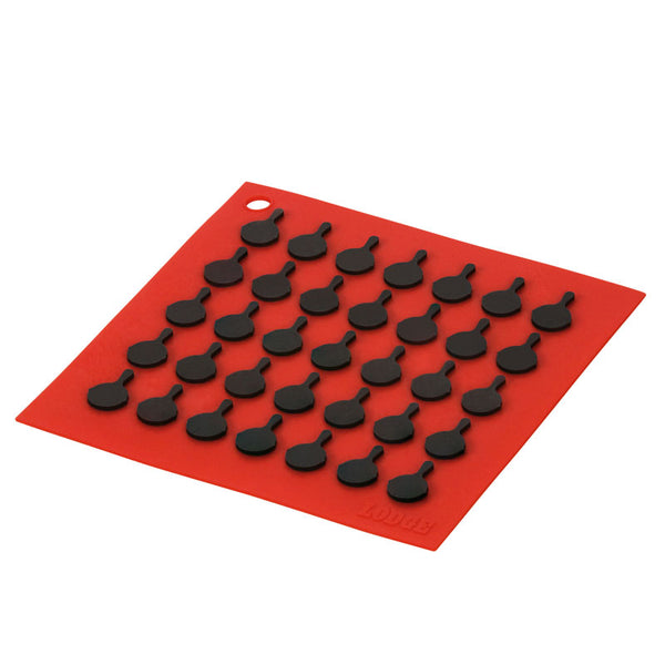 Lodge Square Trivet with Black Skillet Pattern Red