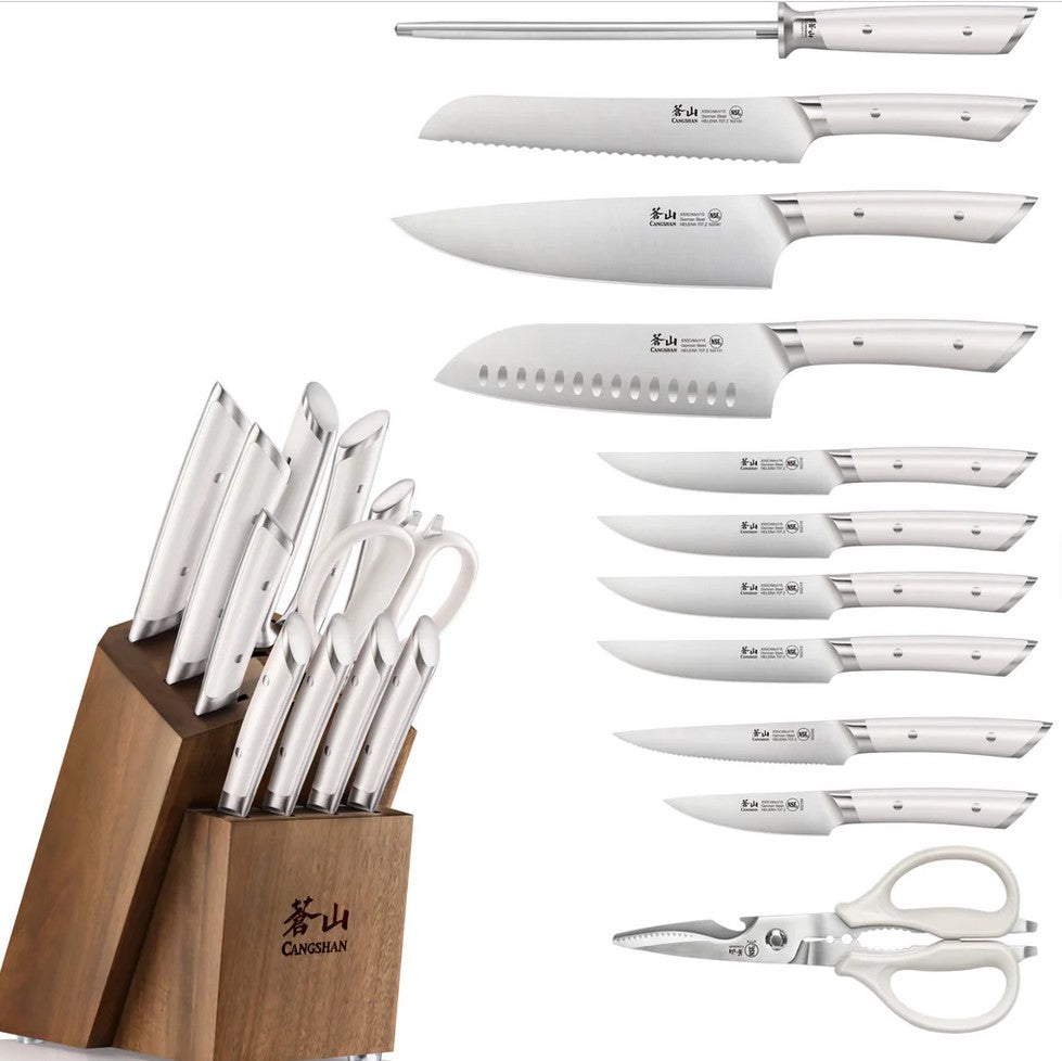 Cangshan Helena Acacia Knife Block 12 pc WHITE