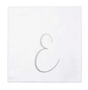 Papersoft Silver Monogram Cocktail Napkins E