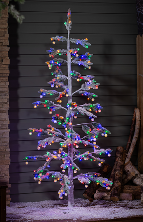 Indoor/Outdoor 6' Multi Color LED Frosted Tree w/ Globe Lights