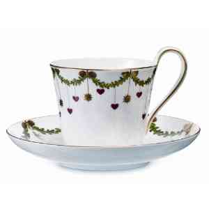RC Star Fluted Christmas Hi Handled Cup and Saucer
