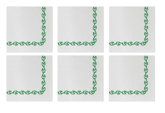 Papersoft Napkins Florentine Green Cocktail Napkins