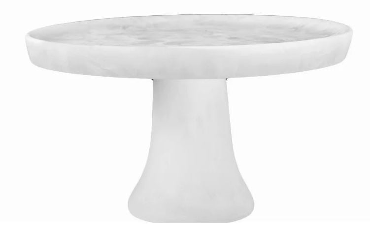 Footed Cake Plate White Swirl