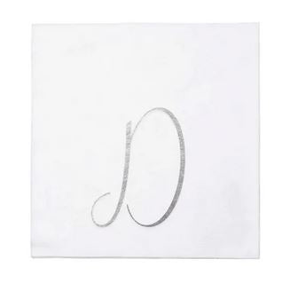 Papersoft Silver Monogram Cocktail Napkins D