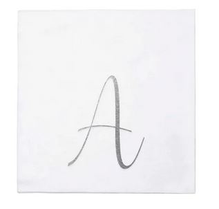 Papersoft Silver Monogram Cocktail Napkins A