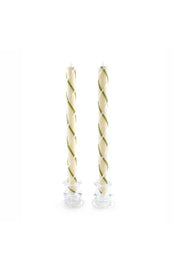 Fishnet DInner Candles Green & Ivory Set