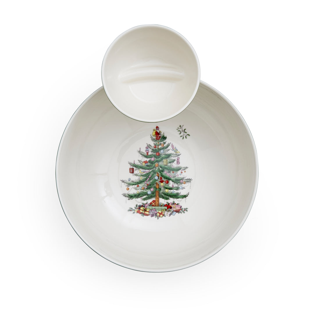 Christmas Tree Polka Dot Tiered Chip and Dip