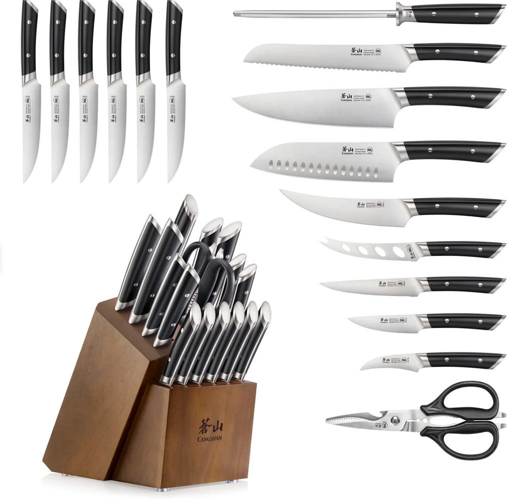 Cangshan Helena Acacia Knife Block Set 17 pc Black