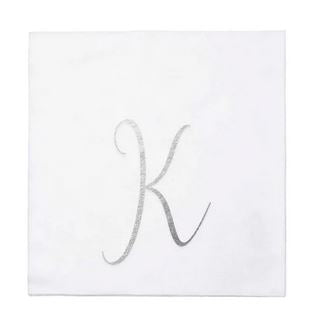 Papersoft Silver Monogram Cocktail Napkins K