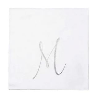 Papersoft Silver Monogram Cocktail Napkins M
