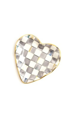 Sterling Check Ceramic Heart Plate