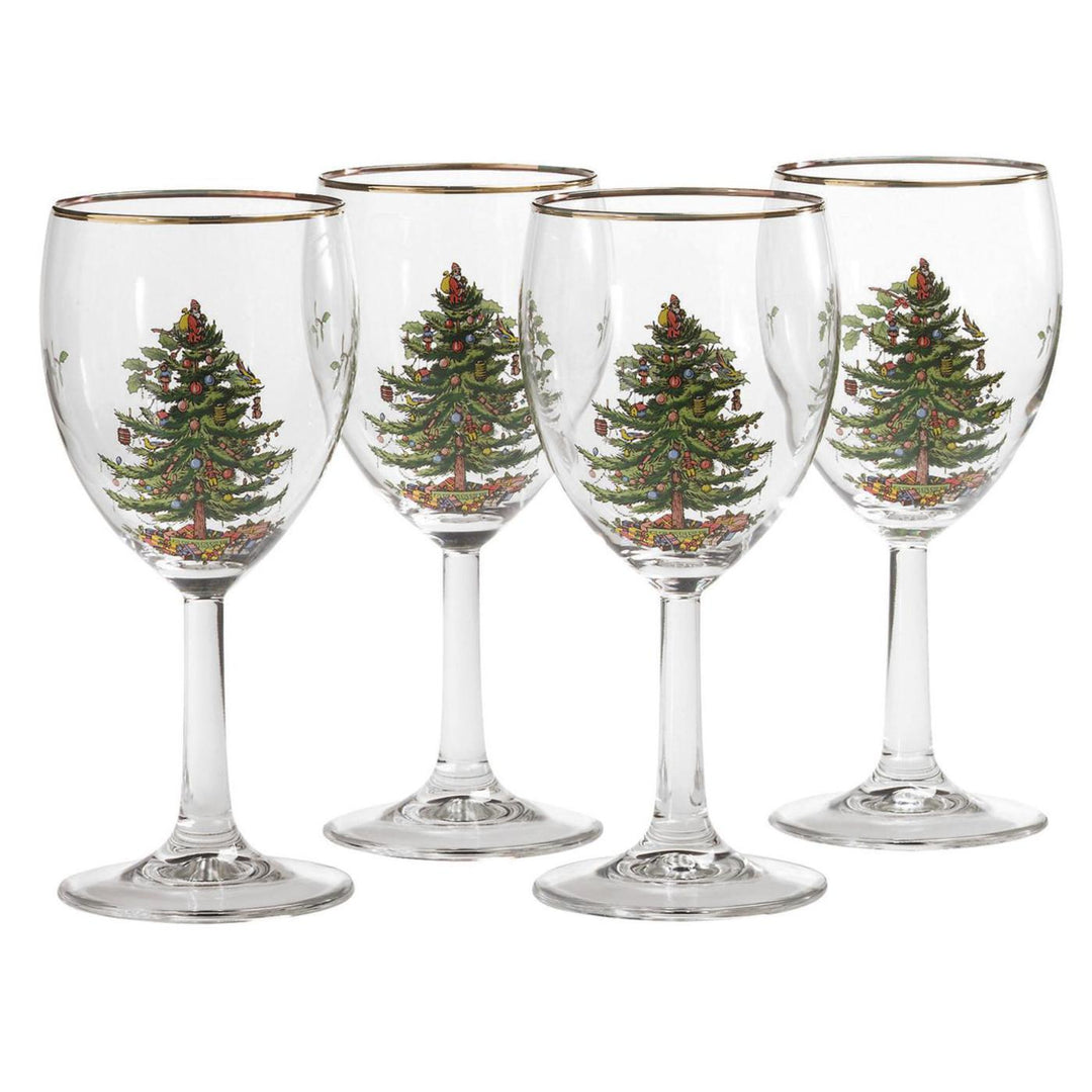Christmas Tree Wine Glass Set of 4