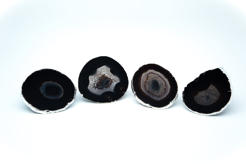 Black Agate Coasters Set of 4