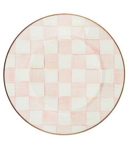 Rosy Check Enamel Dinner Plate