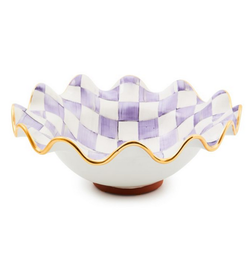 Plum Check Medium Ceramic Fluted Serving Bowl