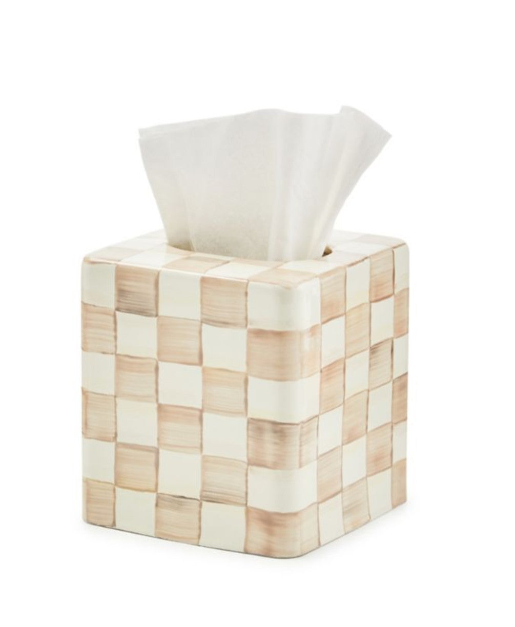 Mocha Check Boutique Tissue Box Cover