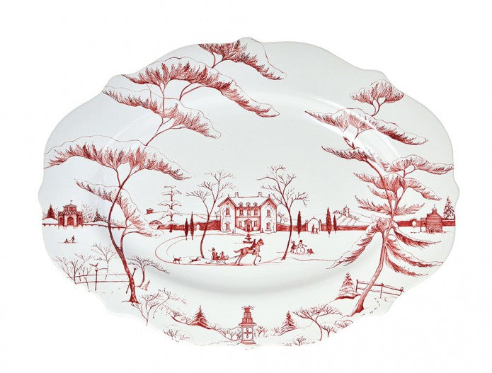 Country Estate Winter Frolic Ruby Serving Platter Large