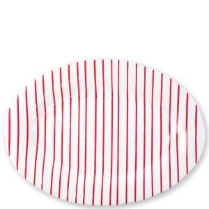 Red Stripe Medium Oval Platter