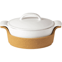Ensemble Oval Casserole w/Cork Tray White