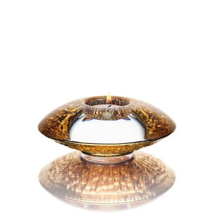Orrefors Discus Votive Gold Set of 2