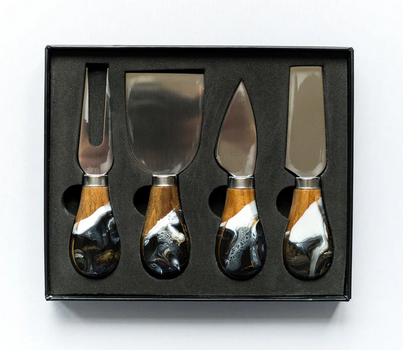Resin Coated Cheese Knife Set Onyx