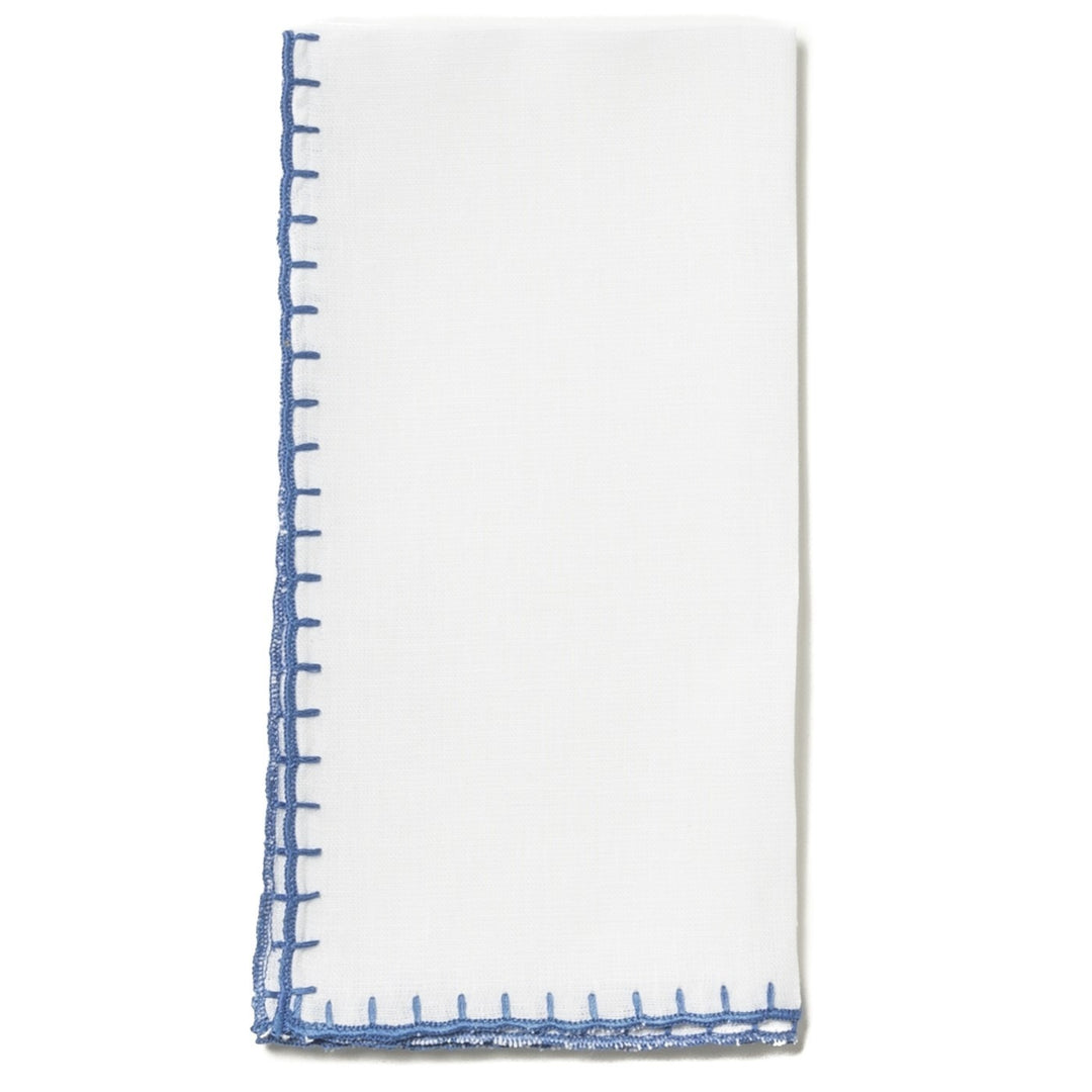 Whipstitch White W/Cobalt Napkin