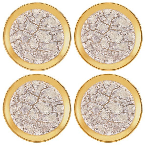 Tempio Luna Canape Plates S/4 -Gold