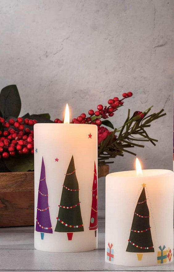 Pillar Candle 6" Bright Trees- Natural