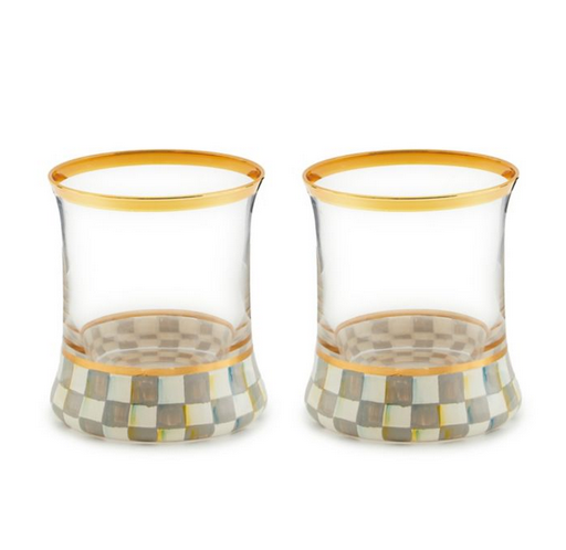 Sterling Check Tumbler Glass - Set of 2