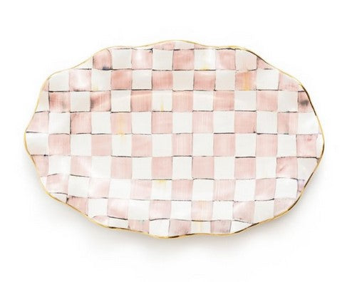 Rosy Check Ceramic Fluted Serving Platter