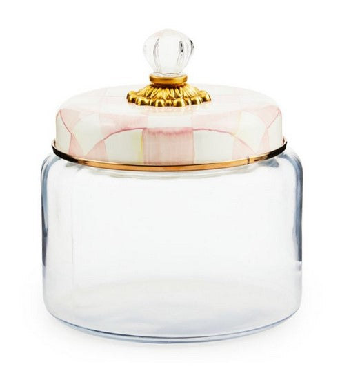 Rosy Check Glass Kitchen Canister Medium