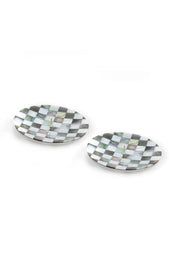 Round Candle Holders Grey and Pearl Set of 2