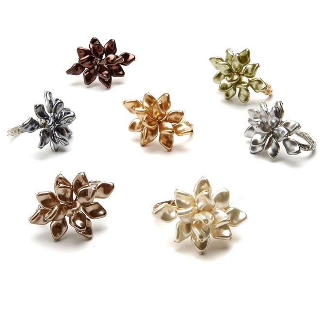 Pearl Twist Napkin Ring Hematite Set of 4