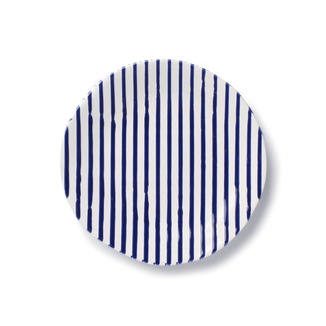 Net and Stripe Blue Salad Plate