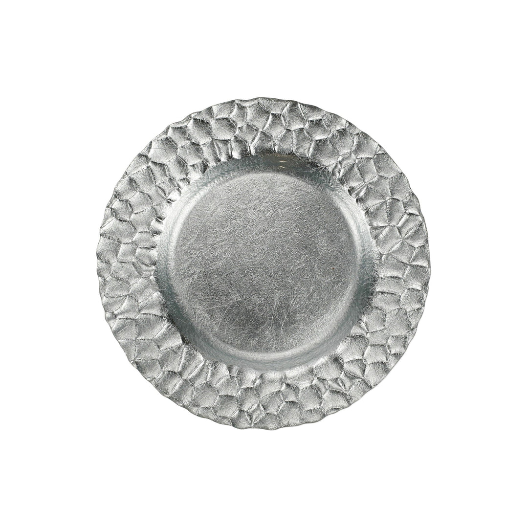 Rufolo Glass Platinum Honeycomb Salad Plate Set of 3