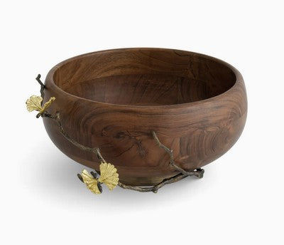 Butterfly Ginkgo Wood Salad Bowl