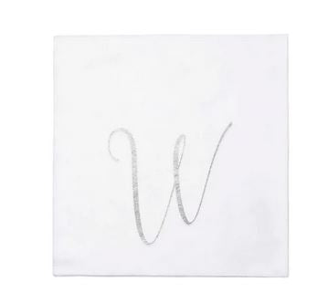 Papersoft Silver Monogram Cocktail Napkins W