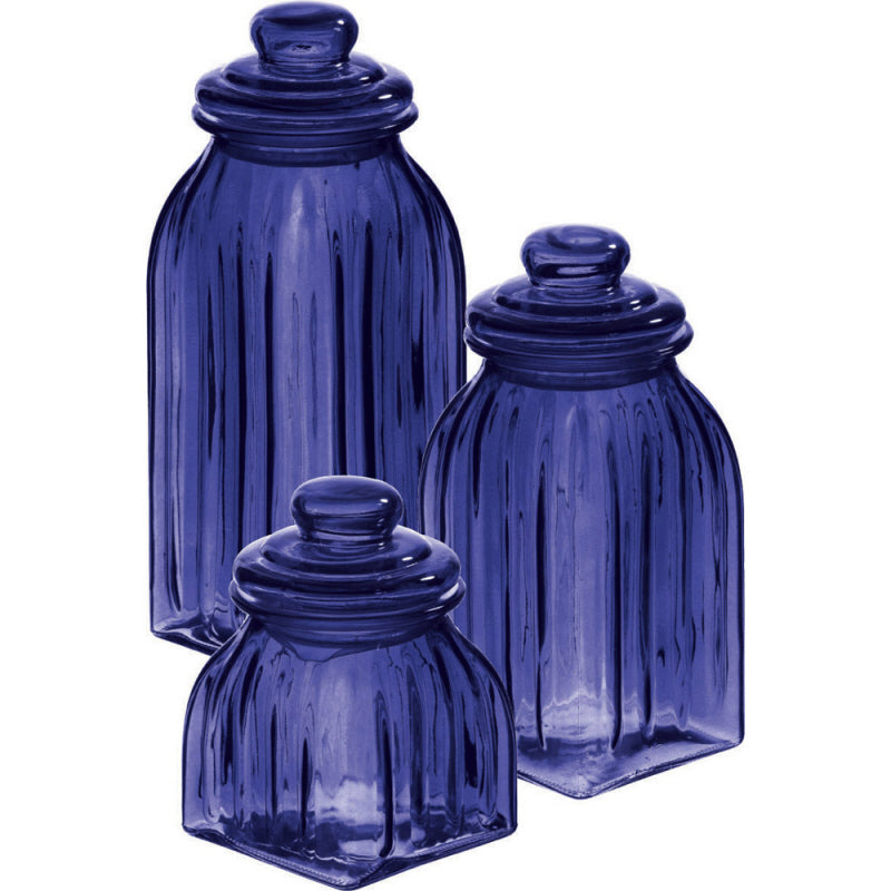 Glass Jar S/3 Blue