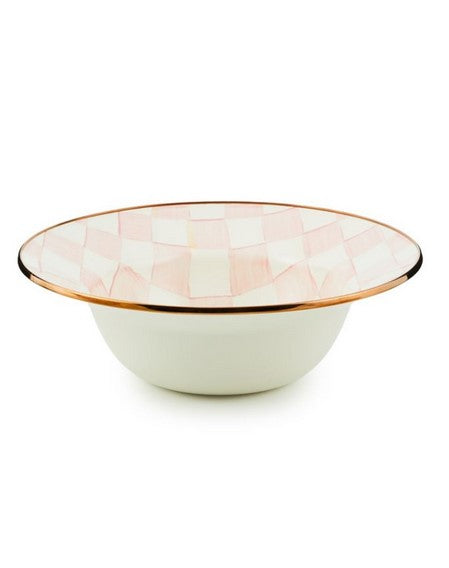 Rosy Check Enamel Serving Bowl