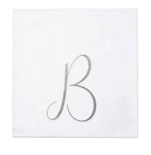 Papersoft Silver Monogram Cocktail Napkins B