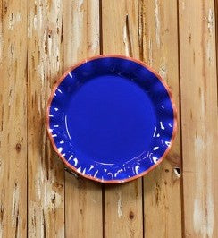 Mid Century Mix Ruffle Dinner Plate-Indigo set of 4