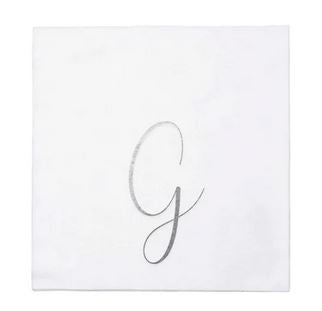 Papersoft Silver Monogram Cocktail Napkins G