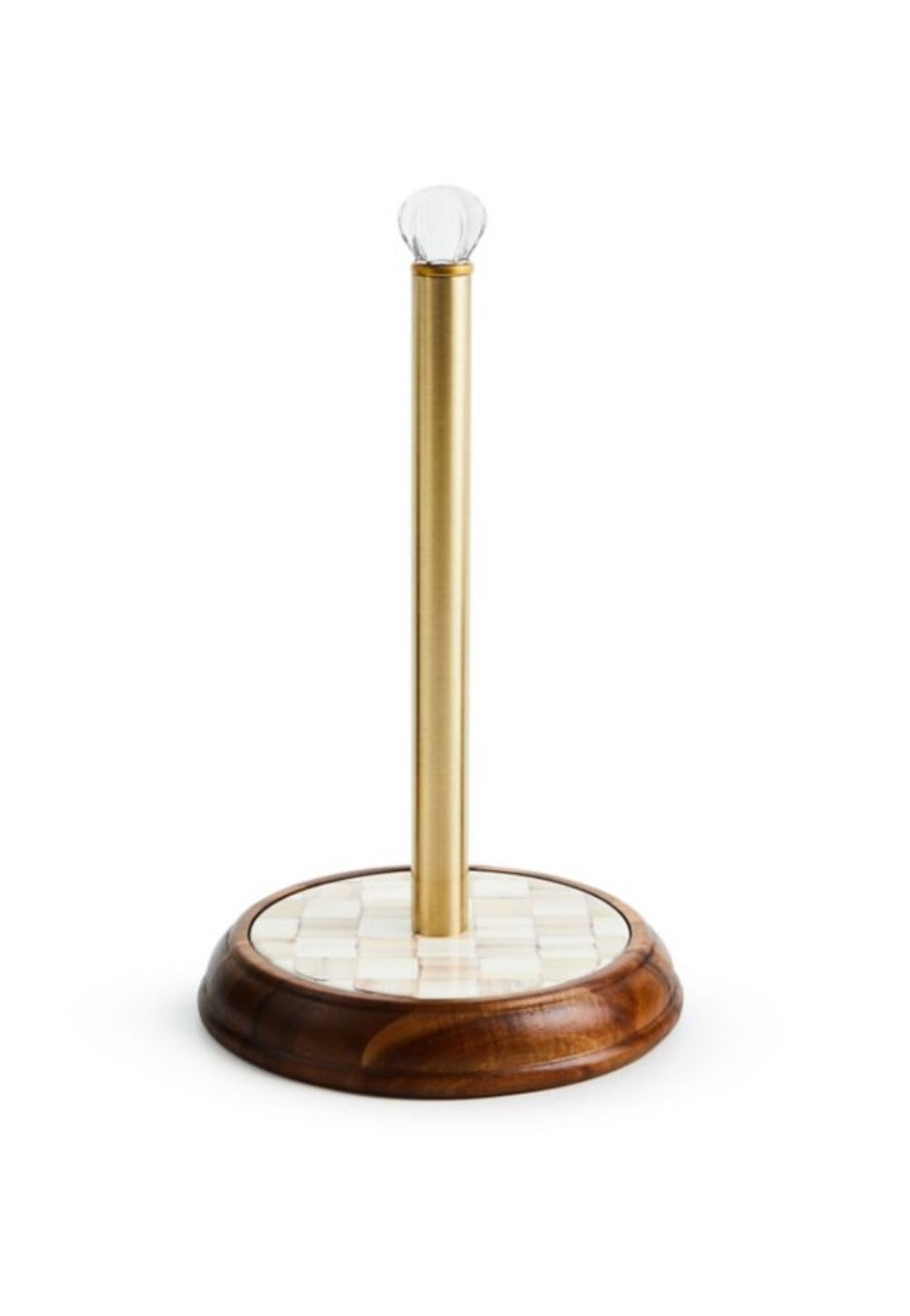 Mocha Check Wood Paper Towel Holder
