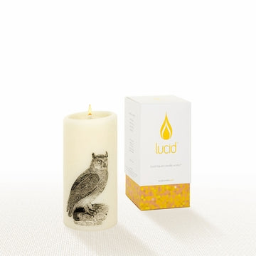 Natural Pillar Candle 6" Owl