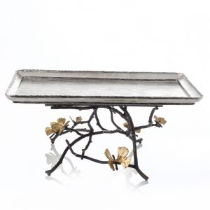 Butterfly Ginkgo Footed Centerpiece Tray Lg
