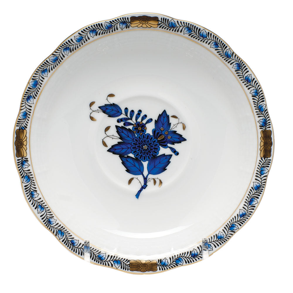 Chinese Bouquet Tea Saucer Black Sapphire